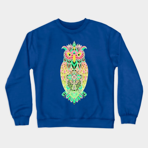 owl of wisdom pattern ecopop in boho style Crewneck Sweatshirt by jorge_lebeau